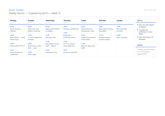 Weekly planner (minimal)